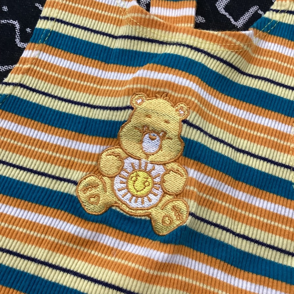 Care Bears Striped Yellow and Green T-strap Racer Back Tank Top - Picture 2 of 4